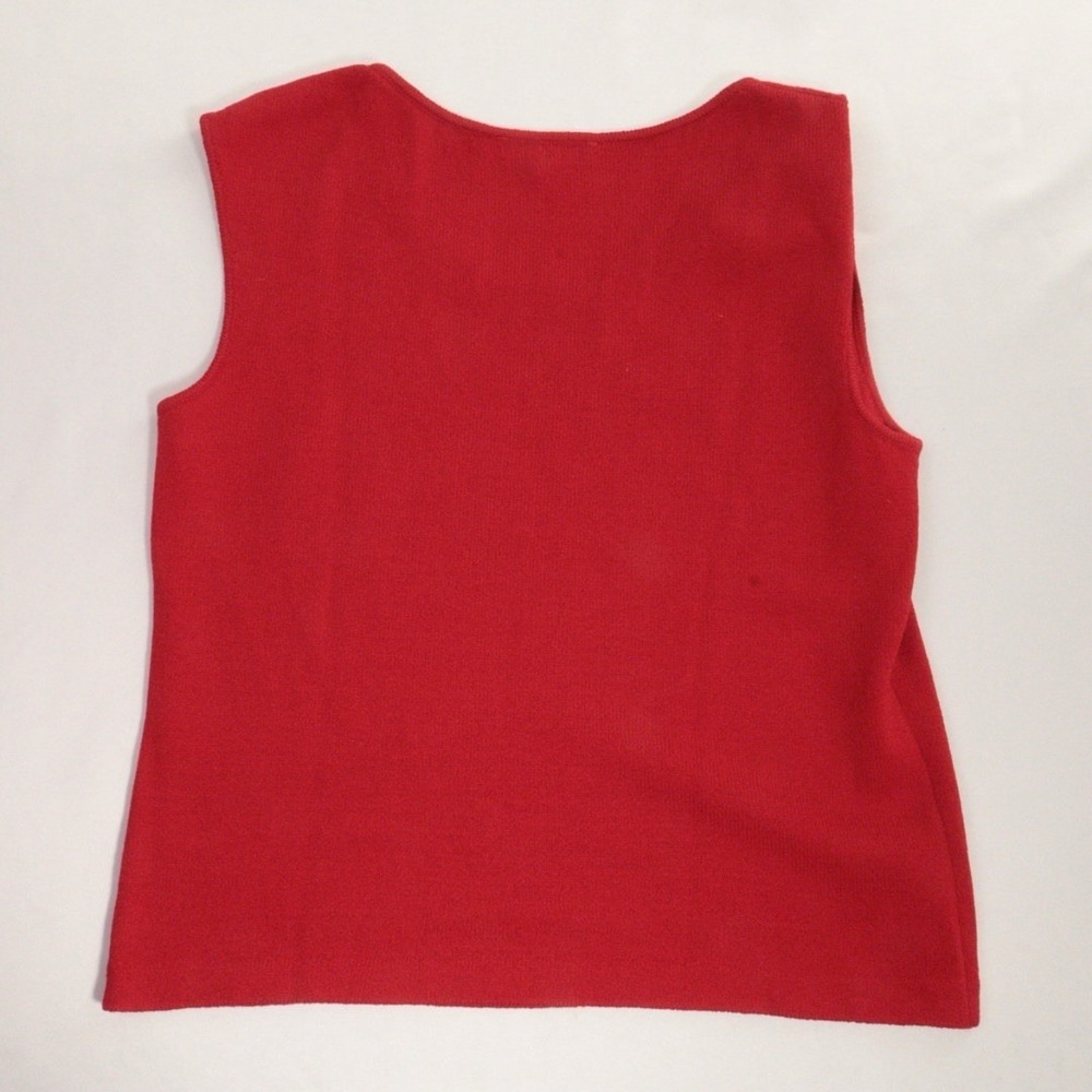 St John Red Sleeveless Top Santana Knit Scoop Neck Quiet Luxury Size Small - Picture 6 of 8